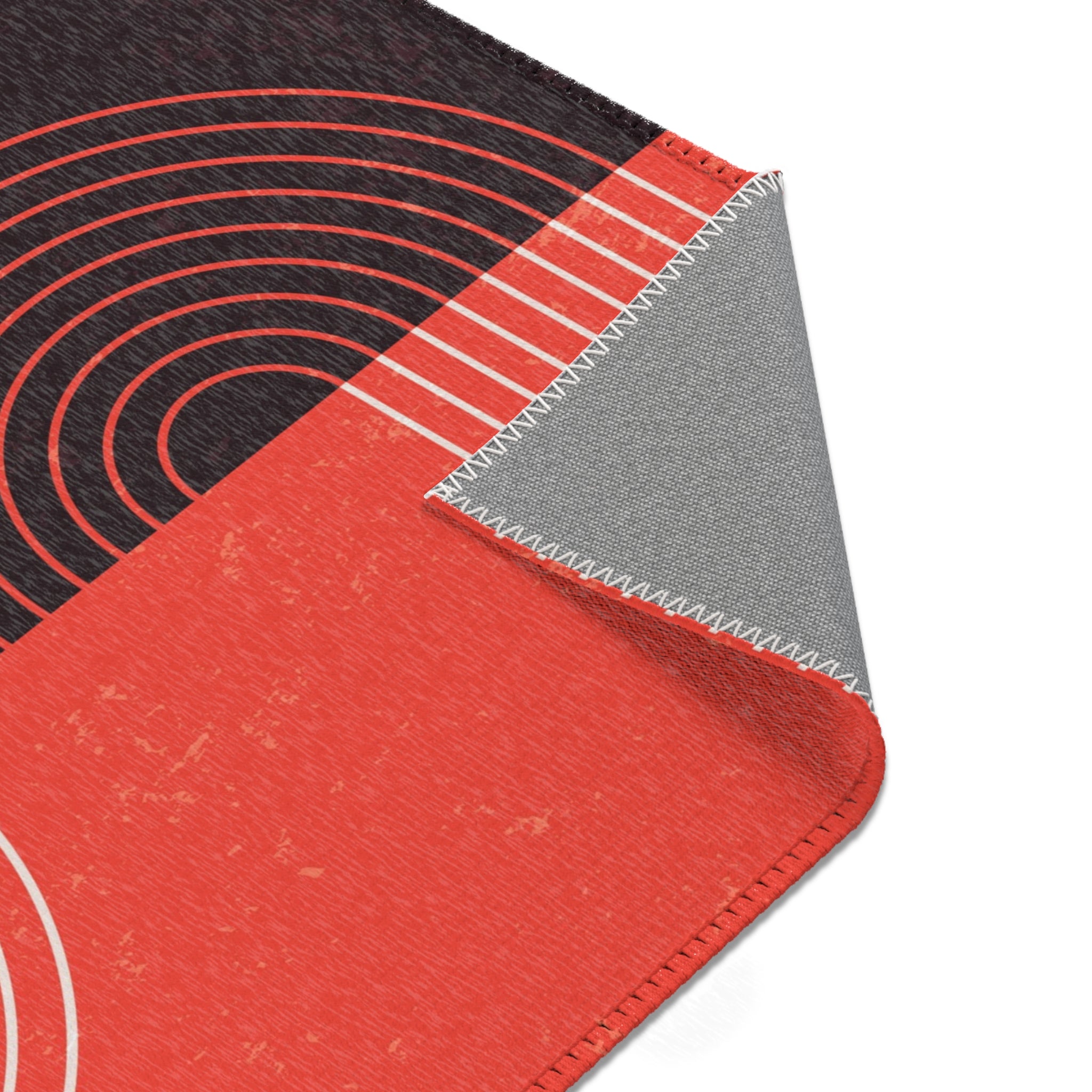 red and black wave abstract rug