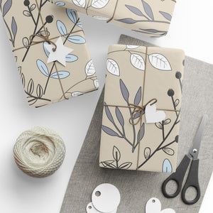 Brown and White Line Art Wrapping Paper