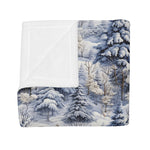 Load image into Gallery viewer, blue and gray winter theme plush fleece blanket
