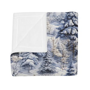 blue and gray winter theme plush fleece blanket