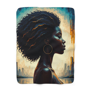 Fierce Natural African American Woman Profile Sherpa Fleece Blanket