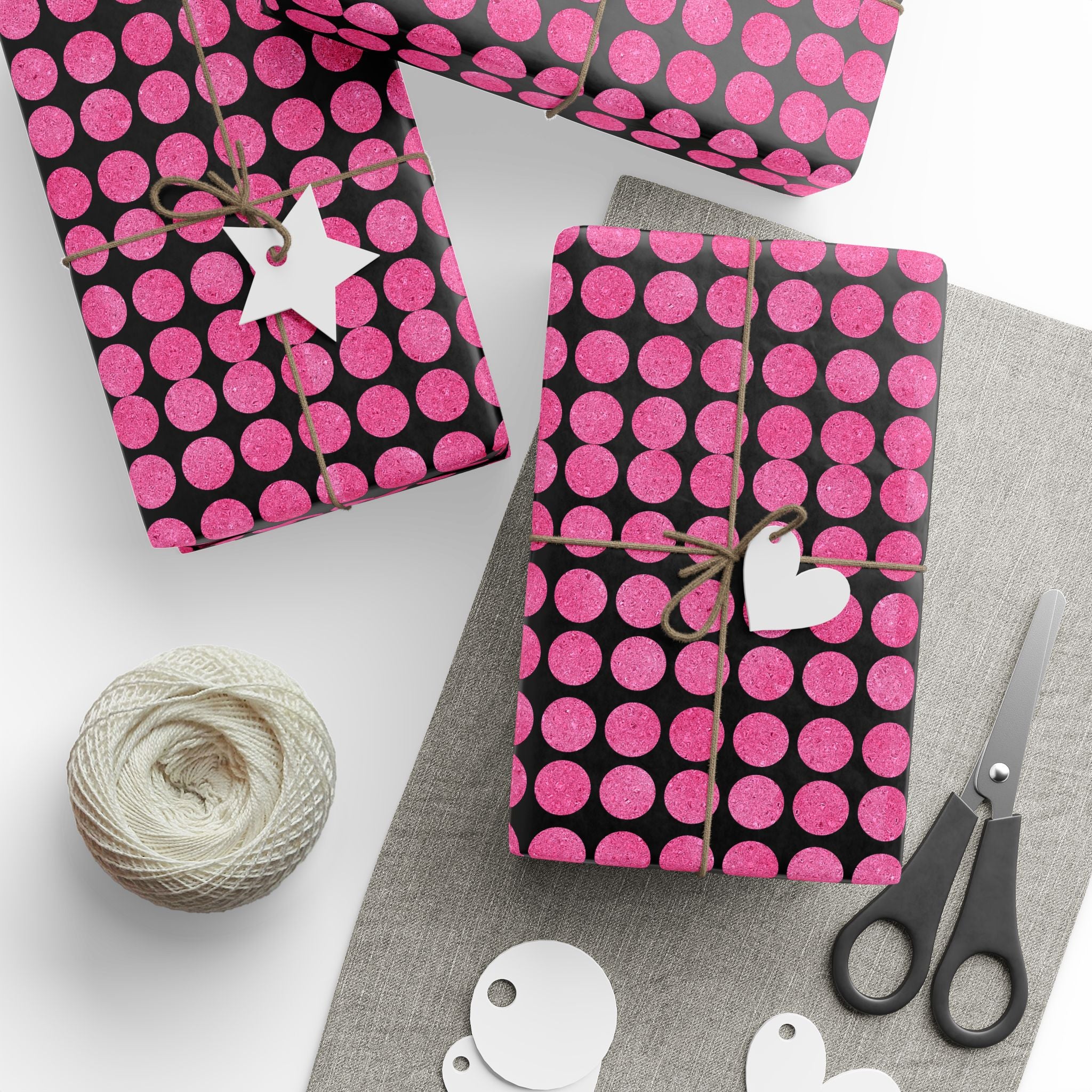 Black and Pink Polka Dot Wrapping Paper