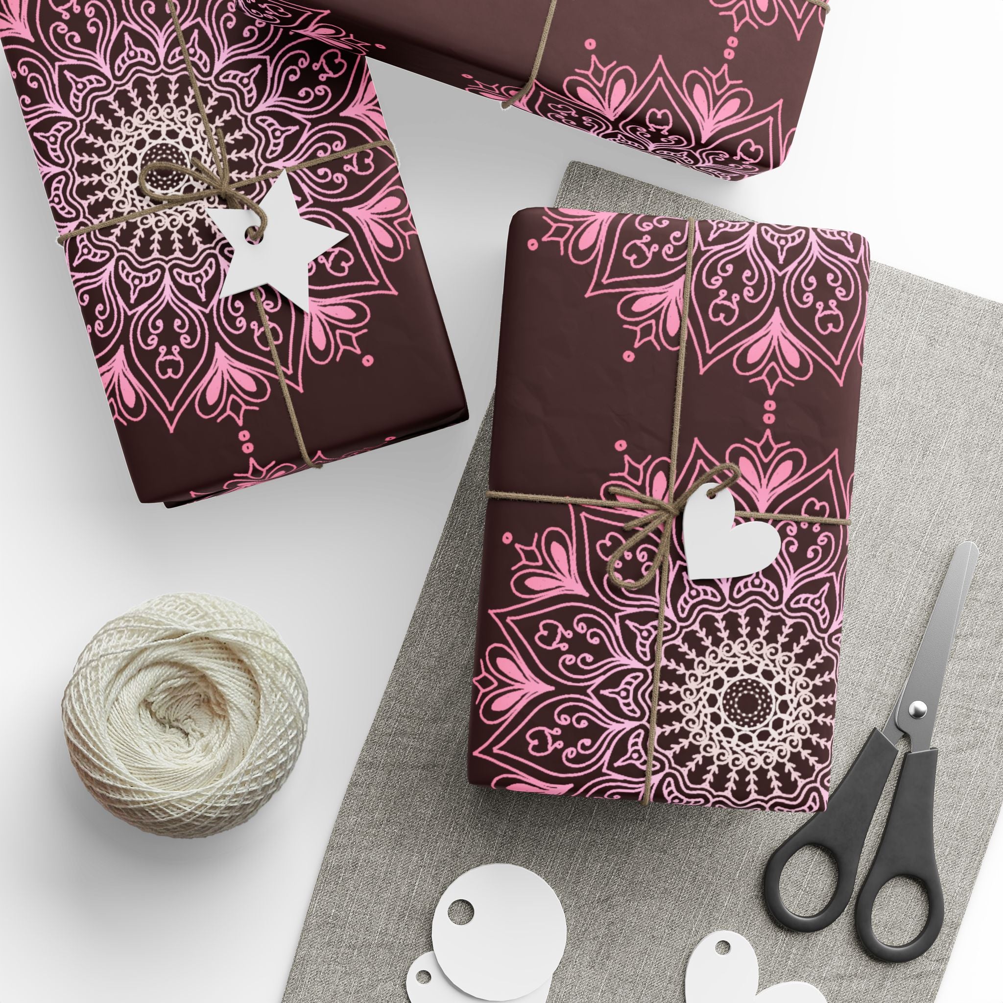 Black and PInk Mandala Wrapping Paper