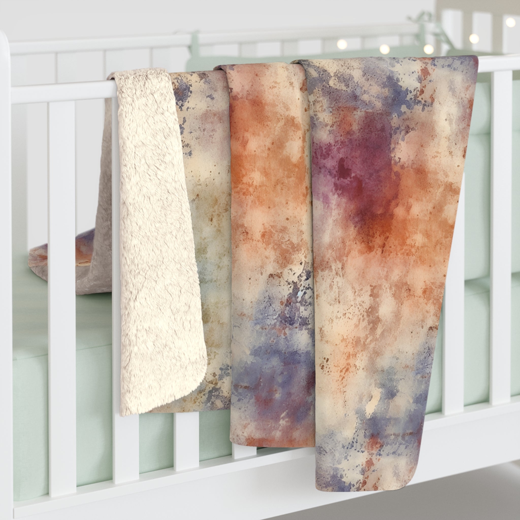 peach and gray metallic sherpa fleece blanket