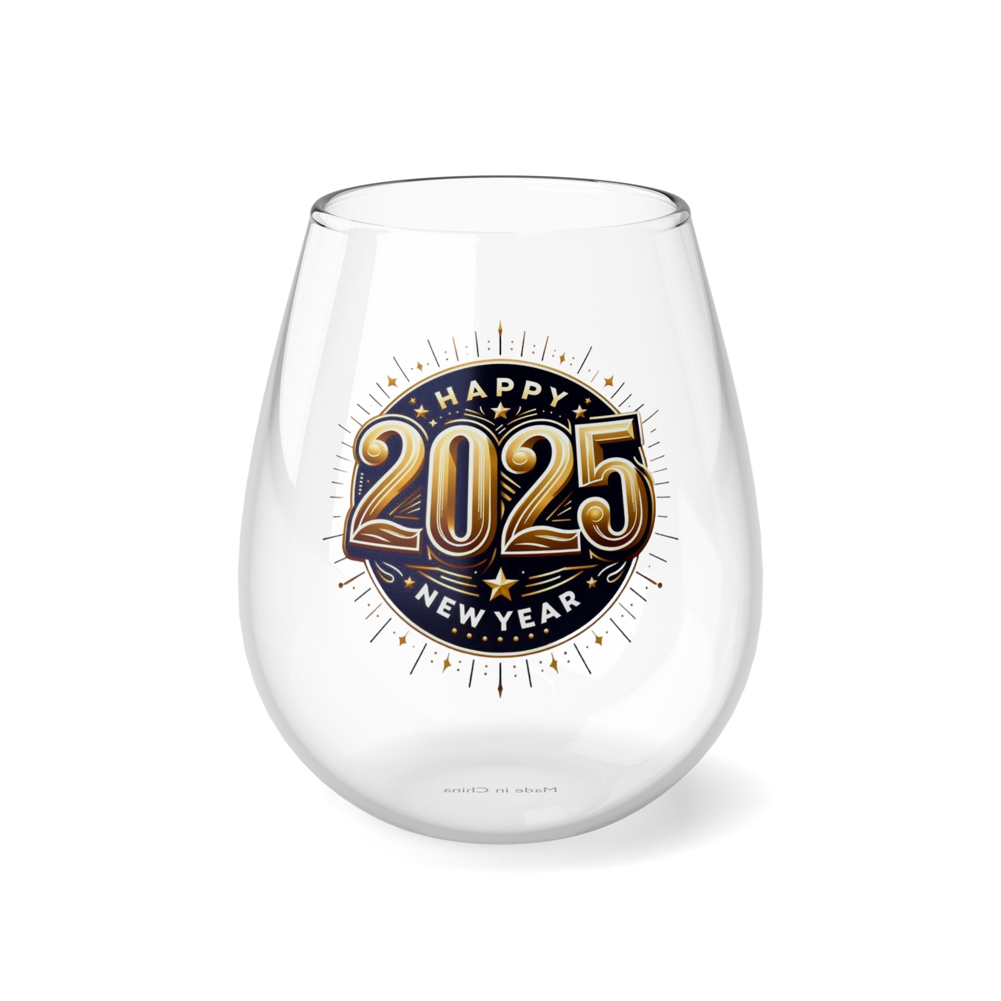 2025 Happy New Year Stemless Wine Glass, 11.75oz