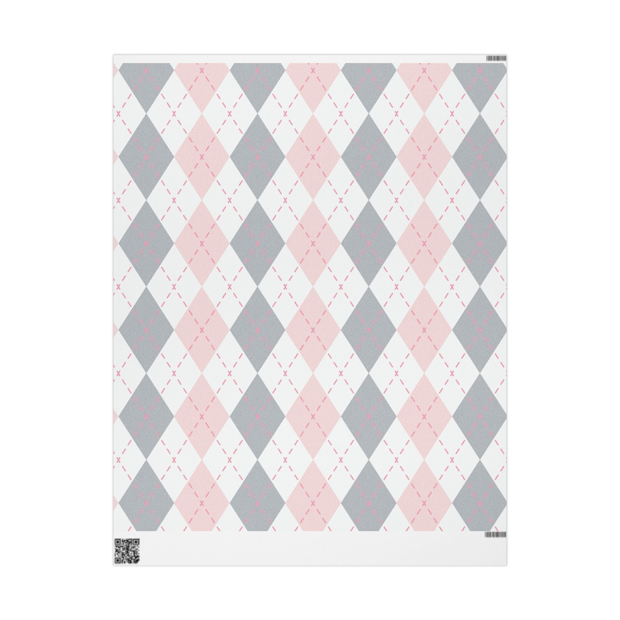 Pink and Gray Argyle Pattern Wrapping Paper