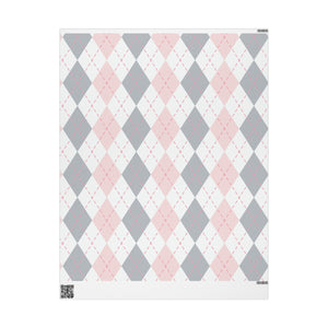 Pink and Gray Argyle Pattern Wrapping Paper