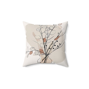 Eucalyptus Bunch Minimalist Line Art Pillow