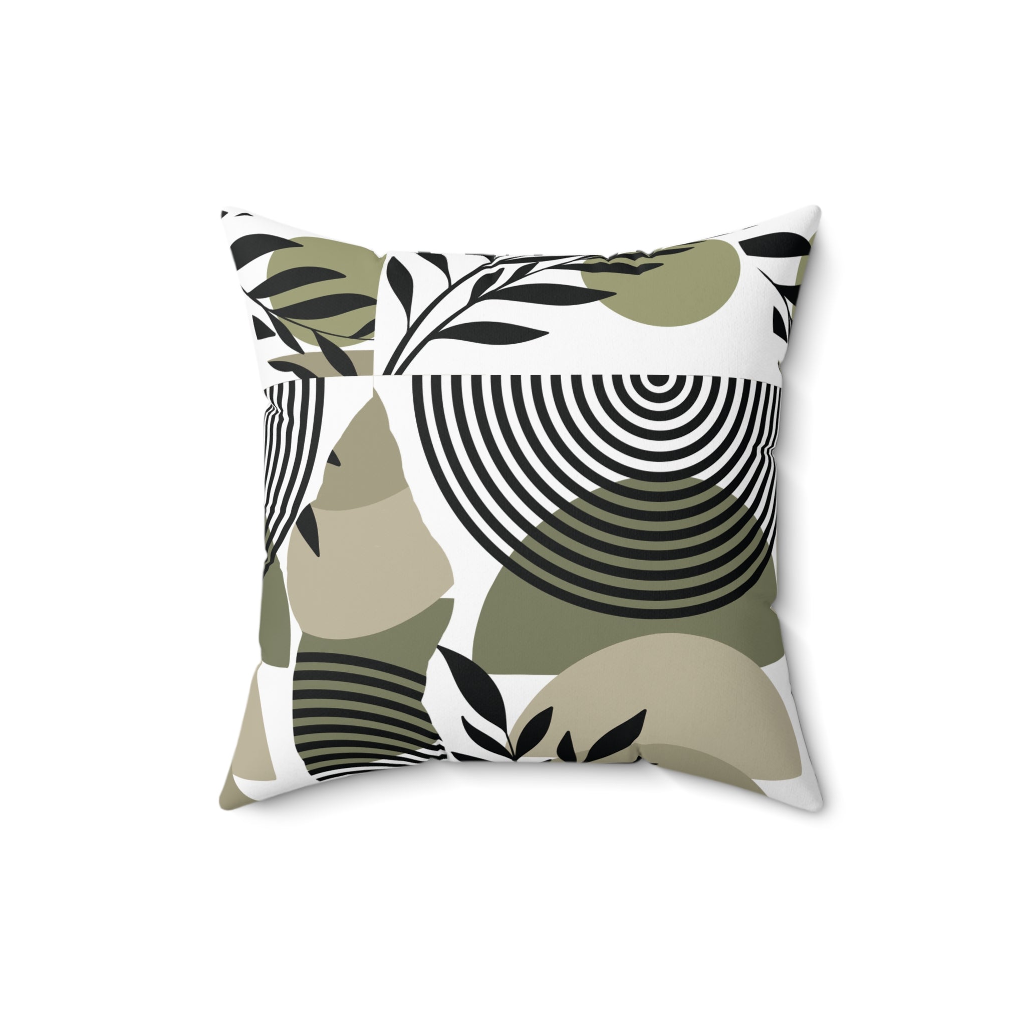 Olive Green Boho Throw Pillow