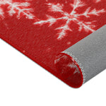 Load image into Gallery viewer, Red and White Snowflake Area Rug
