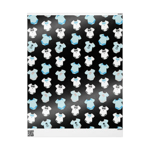 Black, Blue, and White Baby Gift Wrapping Paper