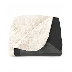 Black and Coal Gray Geometrical Sherpa Fleece Blanket