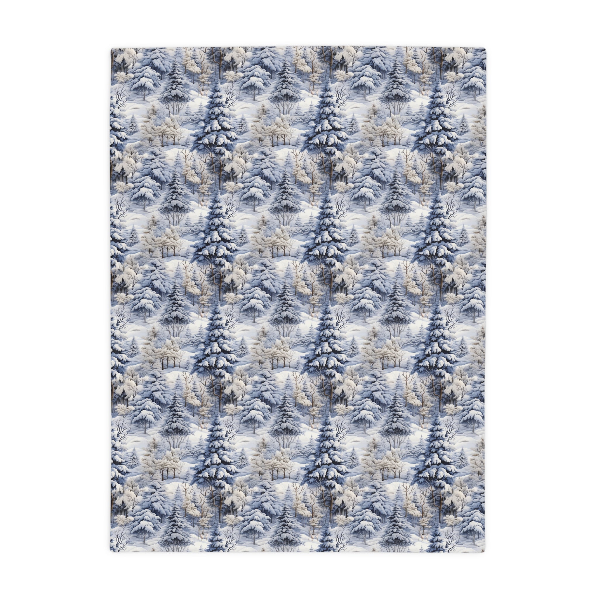 blue and gray winter theme plush fleece blanket