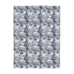 blue and gray winter theme plush fleece blanket