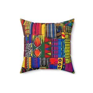 African Kente Print Spun Polyester Square Pillow