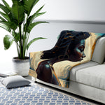 Load image into Gallery viewer, Fierce Natural African American Woman Profile Sherpa Fleece Blanket
