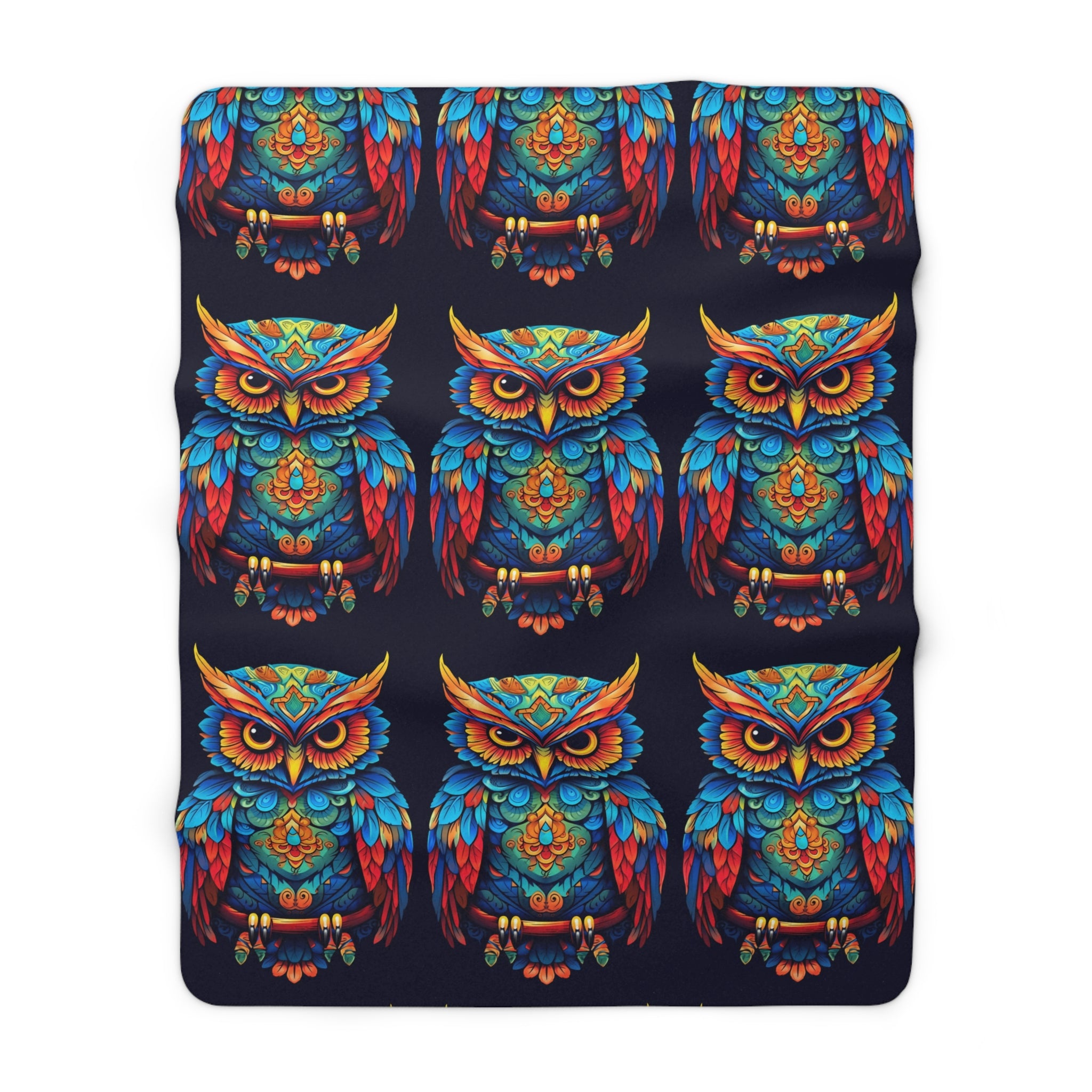 neon owl sherpa fleece blanket