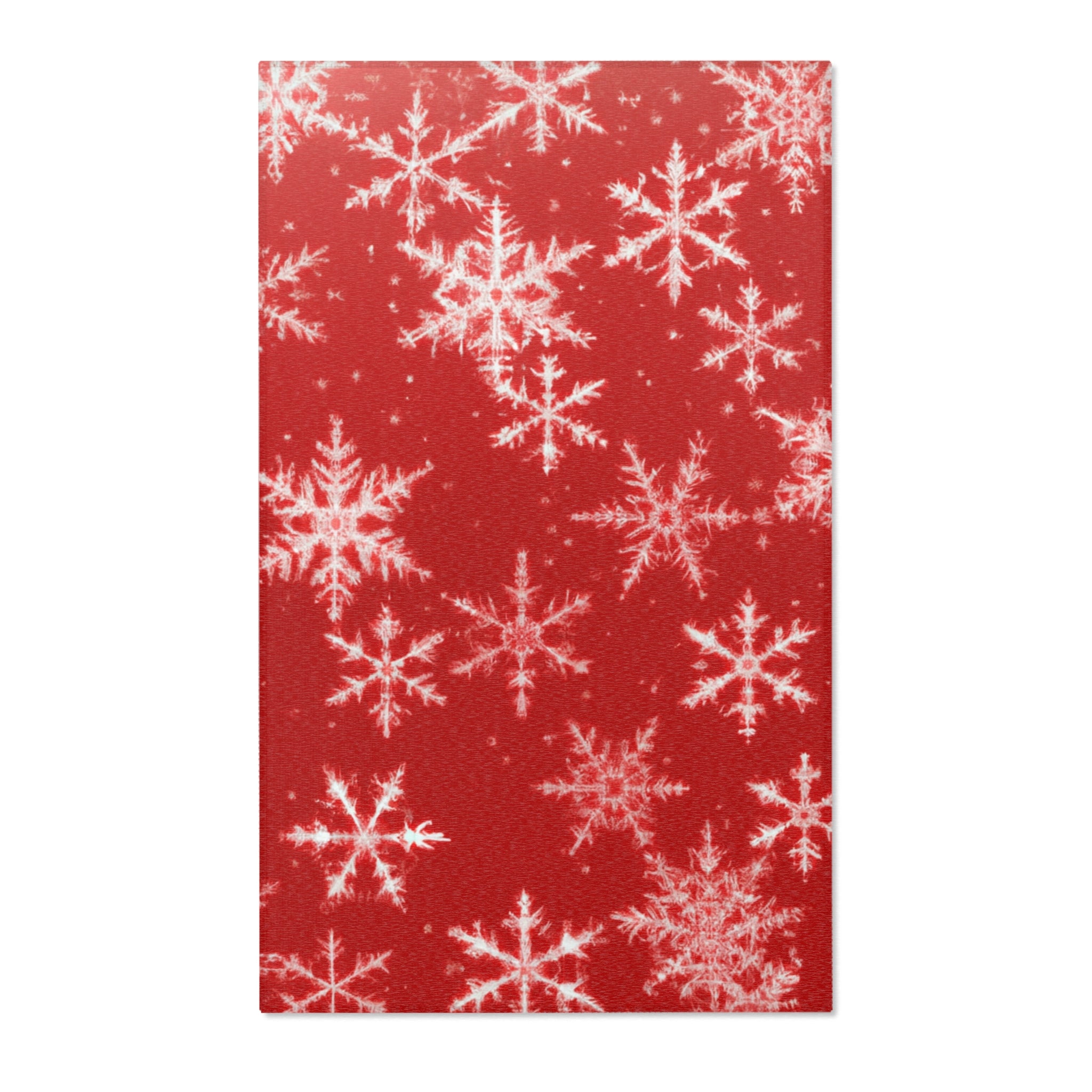 Red and White Snowflake Area Rug
