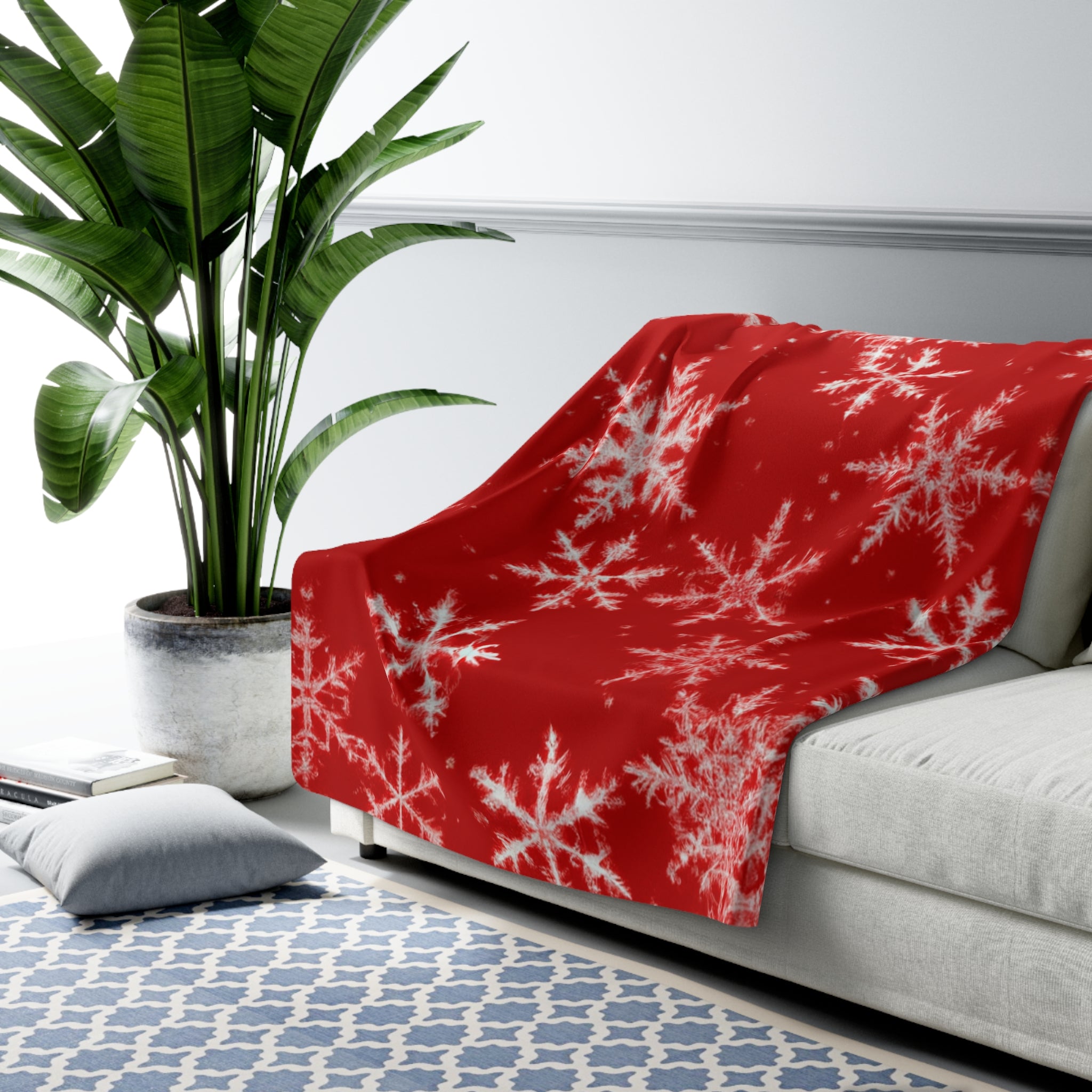 Red Snowflake Sherpa Fleece Blanket