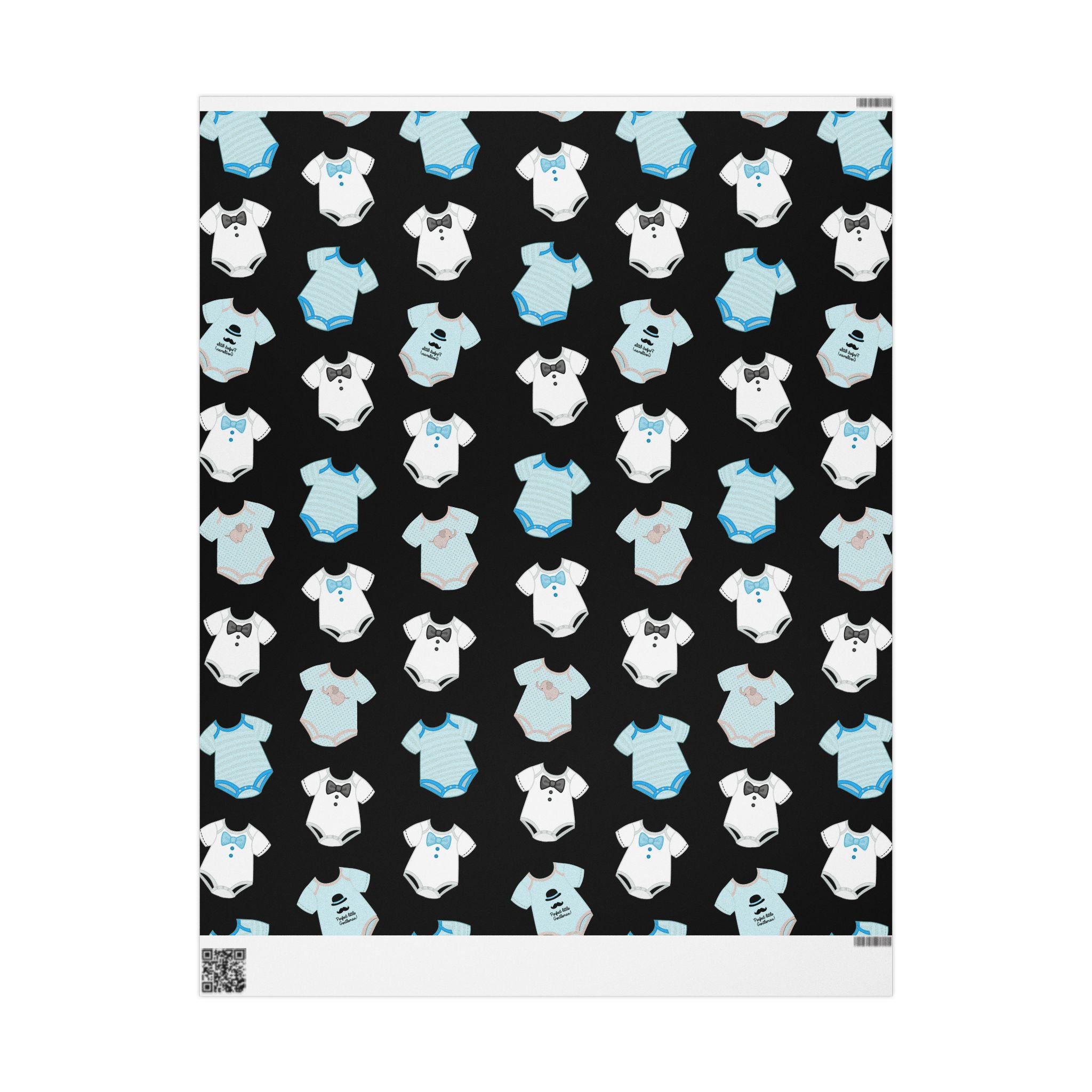 Black, Blue, and White Baby Gift Wrapping Paper