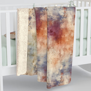 peach and gray metallic sherpa fleece blanket