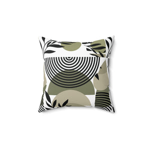 Olive Green Boho Throw Pillow