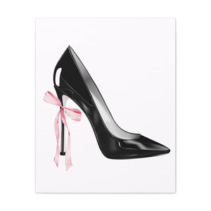 Pink & Black High Heel Stiletto Feminine Canvas