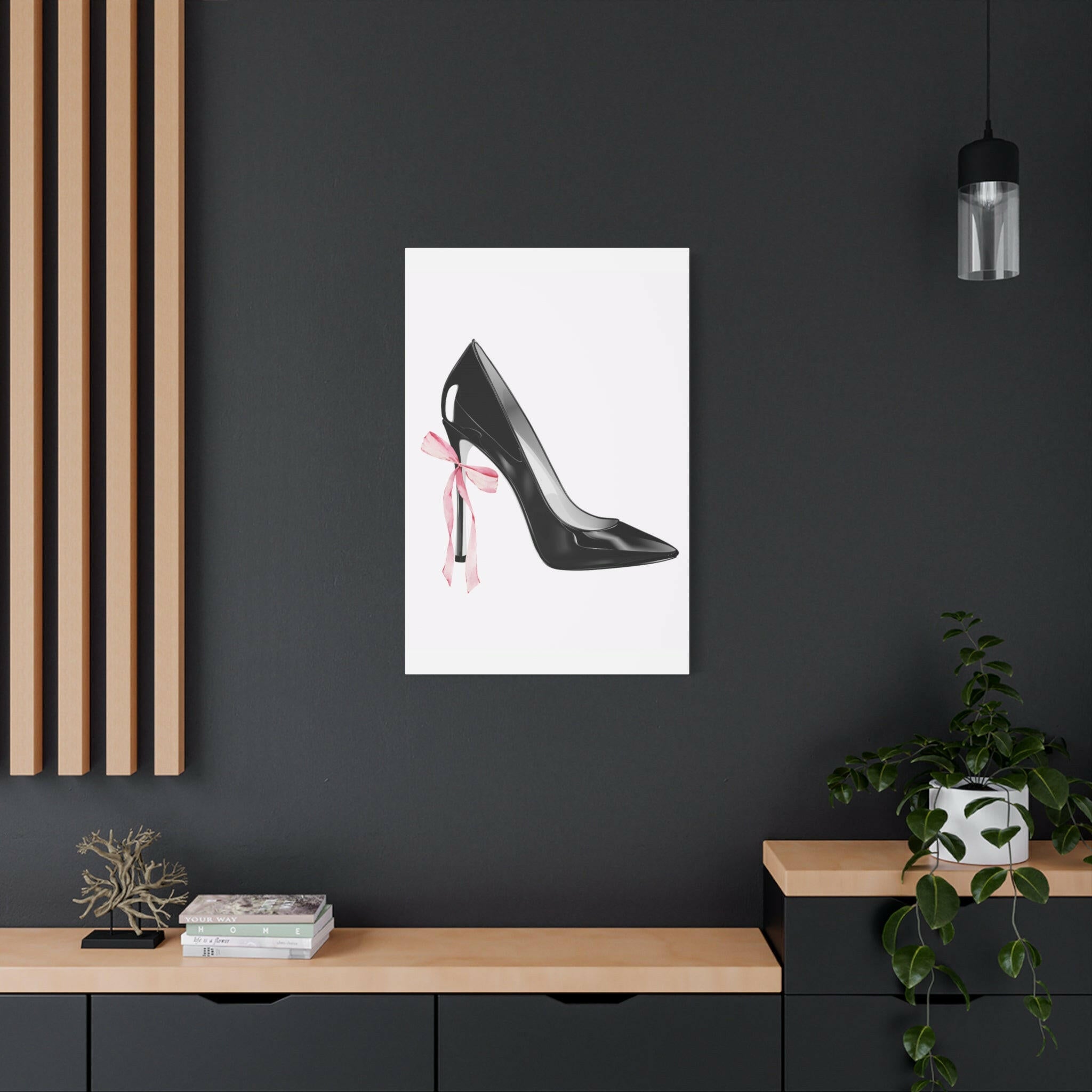 Pink & Black High Heel Stiletto Feminine Canvas