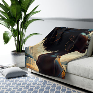 Fierce Natural African American Woman Profile Sherpa Fleece Blanket