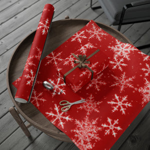 Red and White Snowflake Wrapping Paper