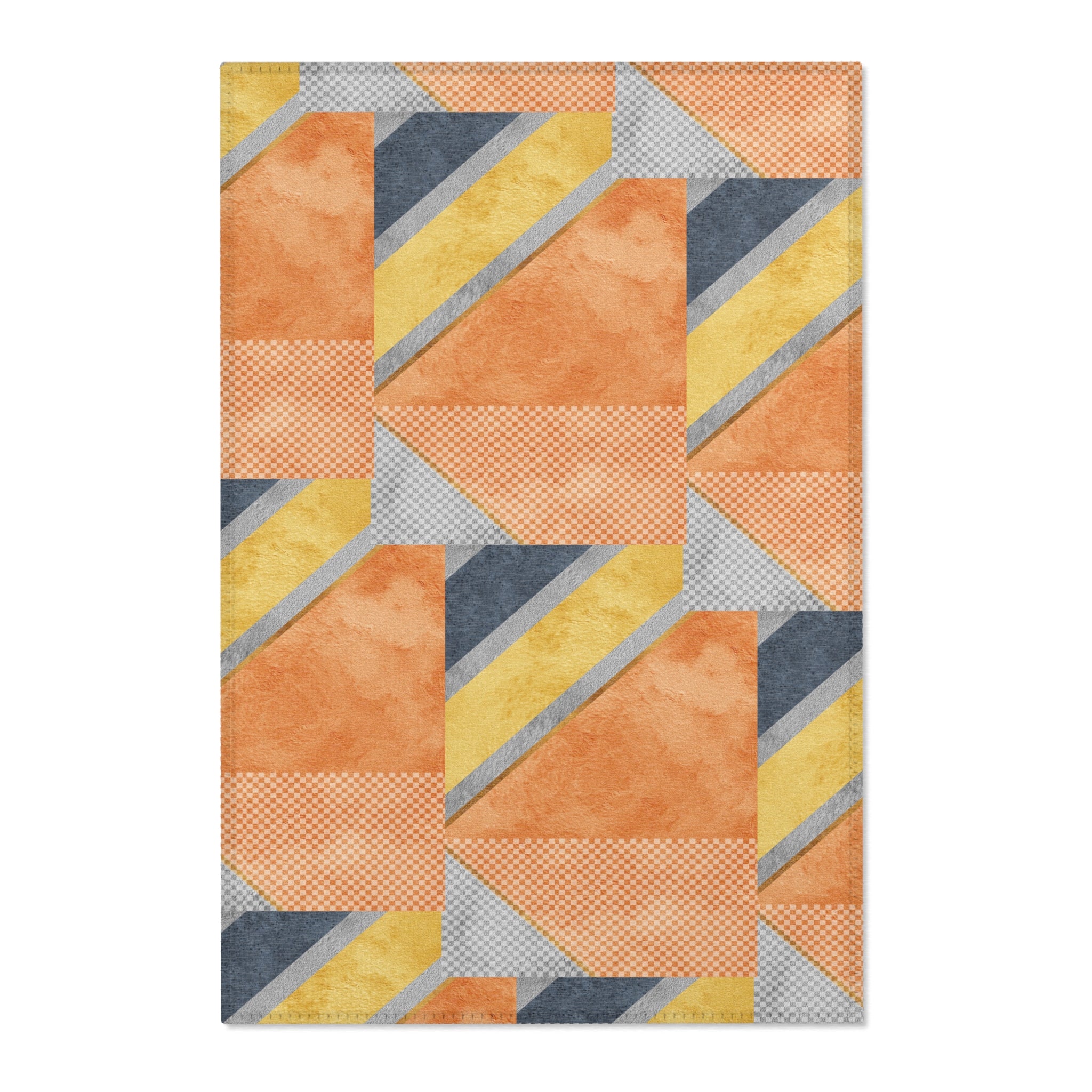 Abstract Orange and Gray Area Rug