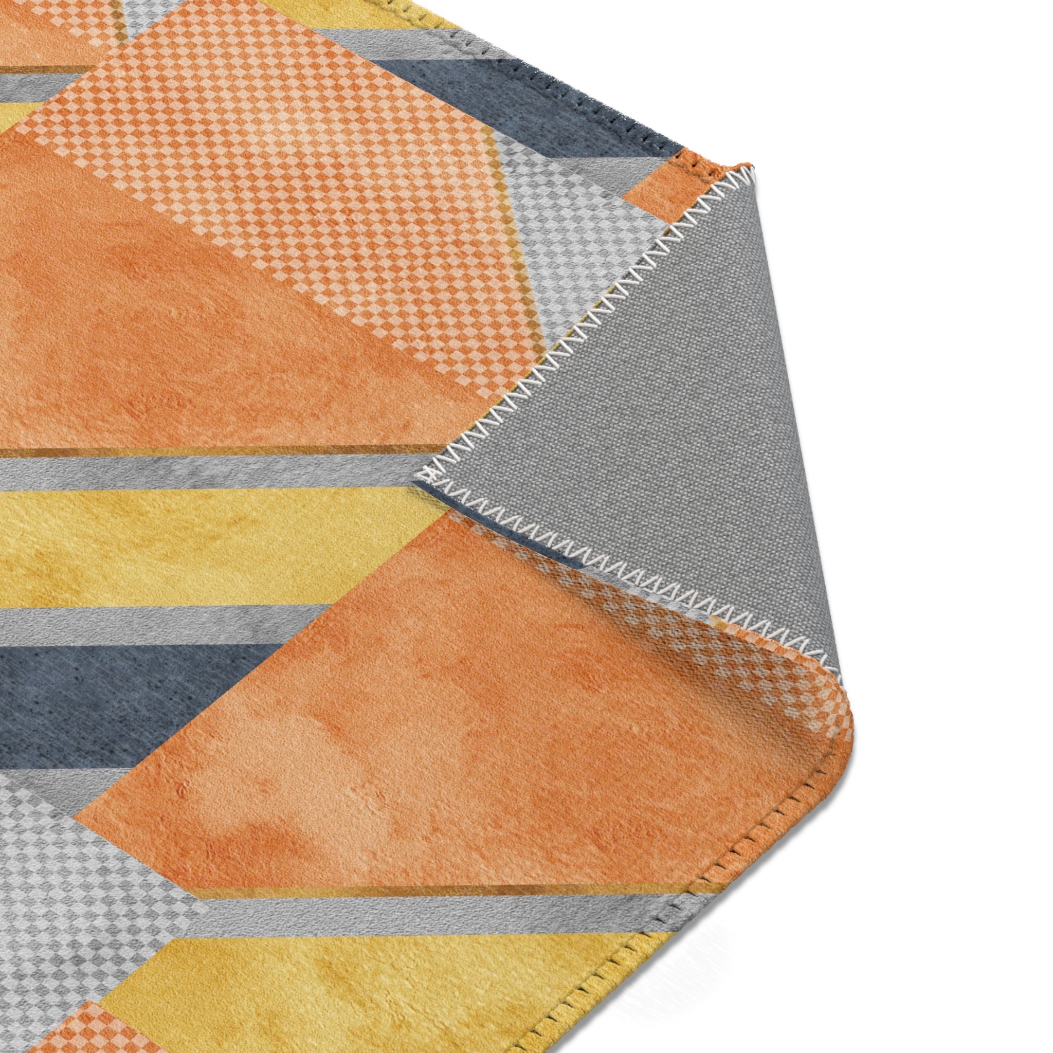 Abstract Orange and Gray Area Rug