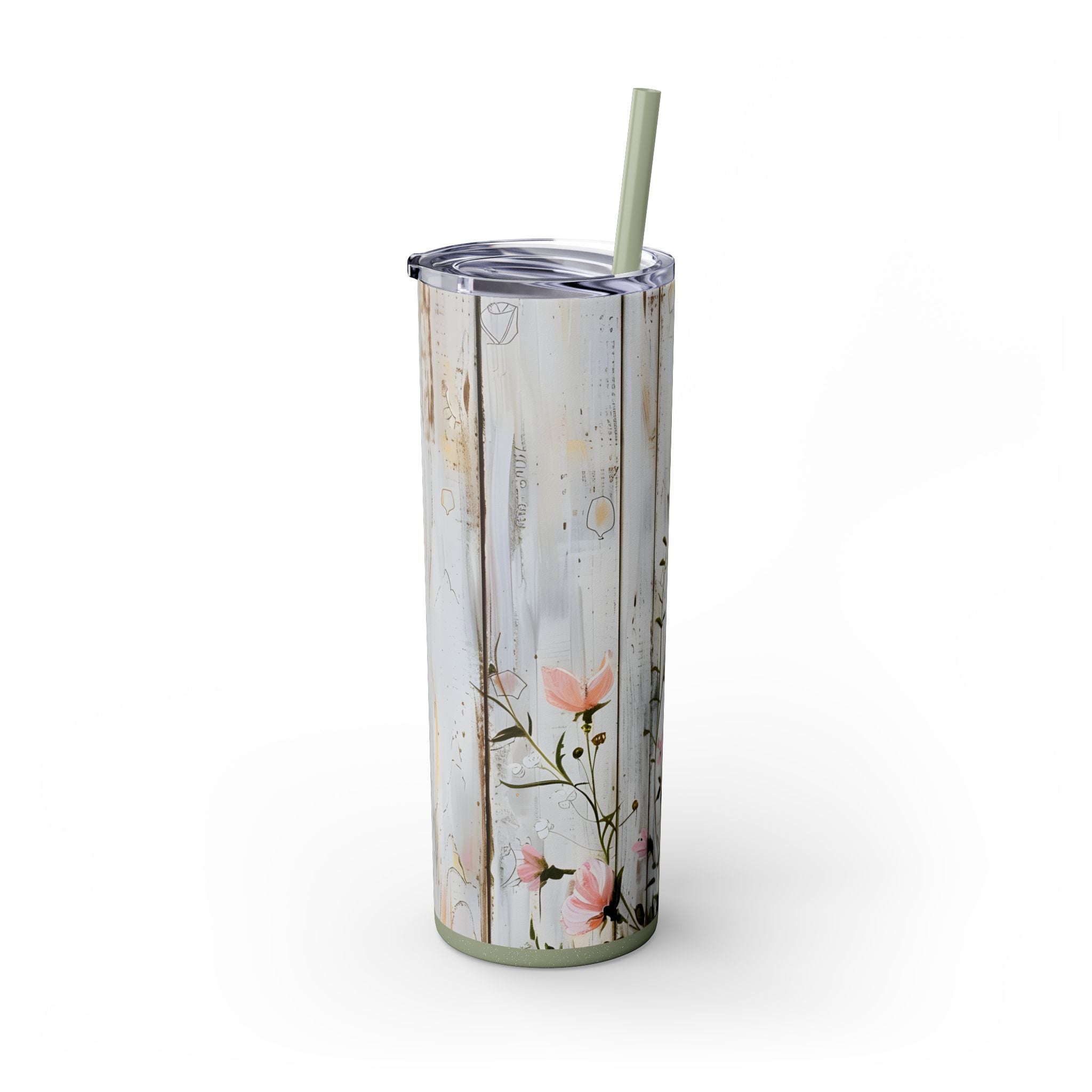 Butterfly Skinny Tumbler with Straw, 20oz