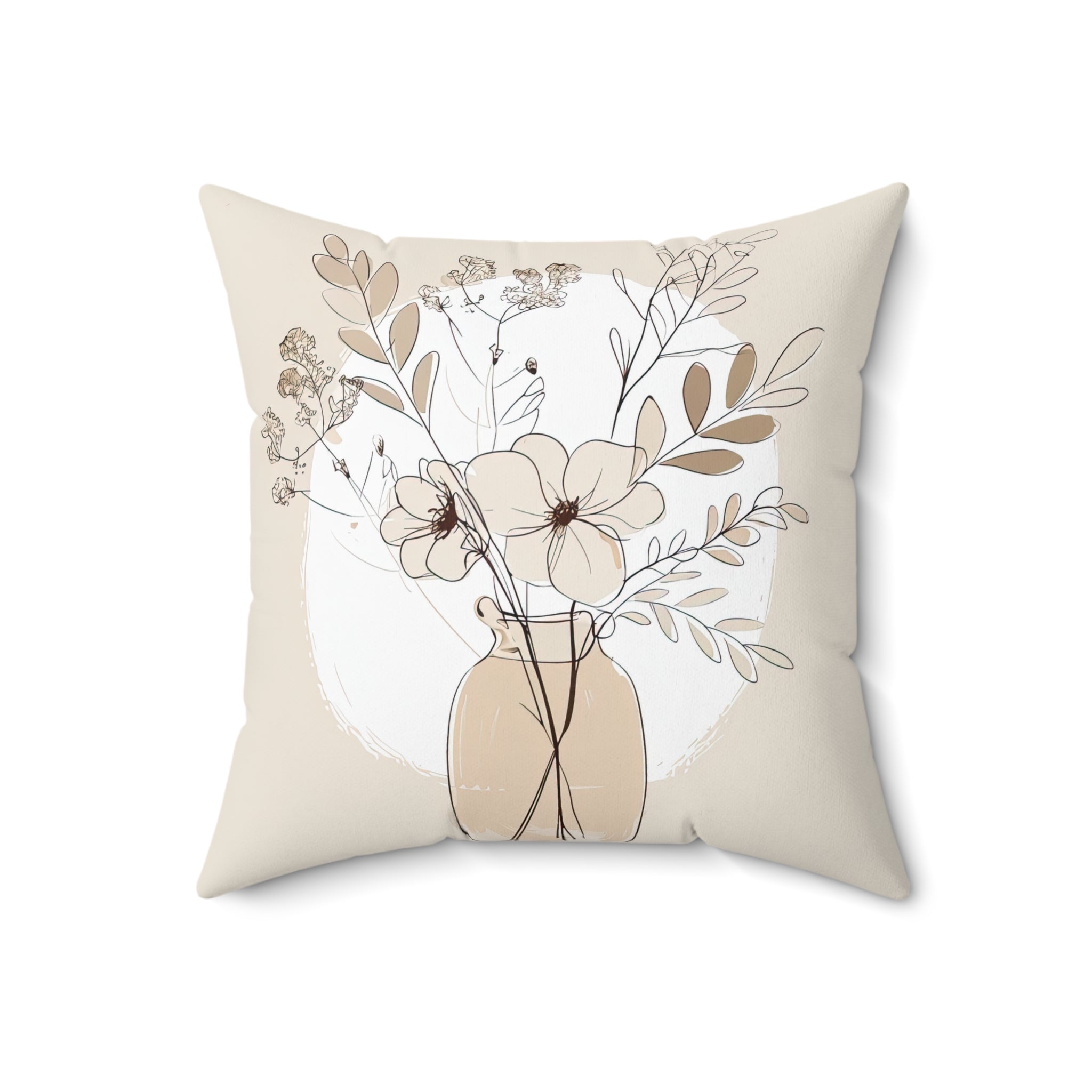 Eucalyptus in vase line art pillow