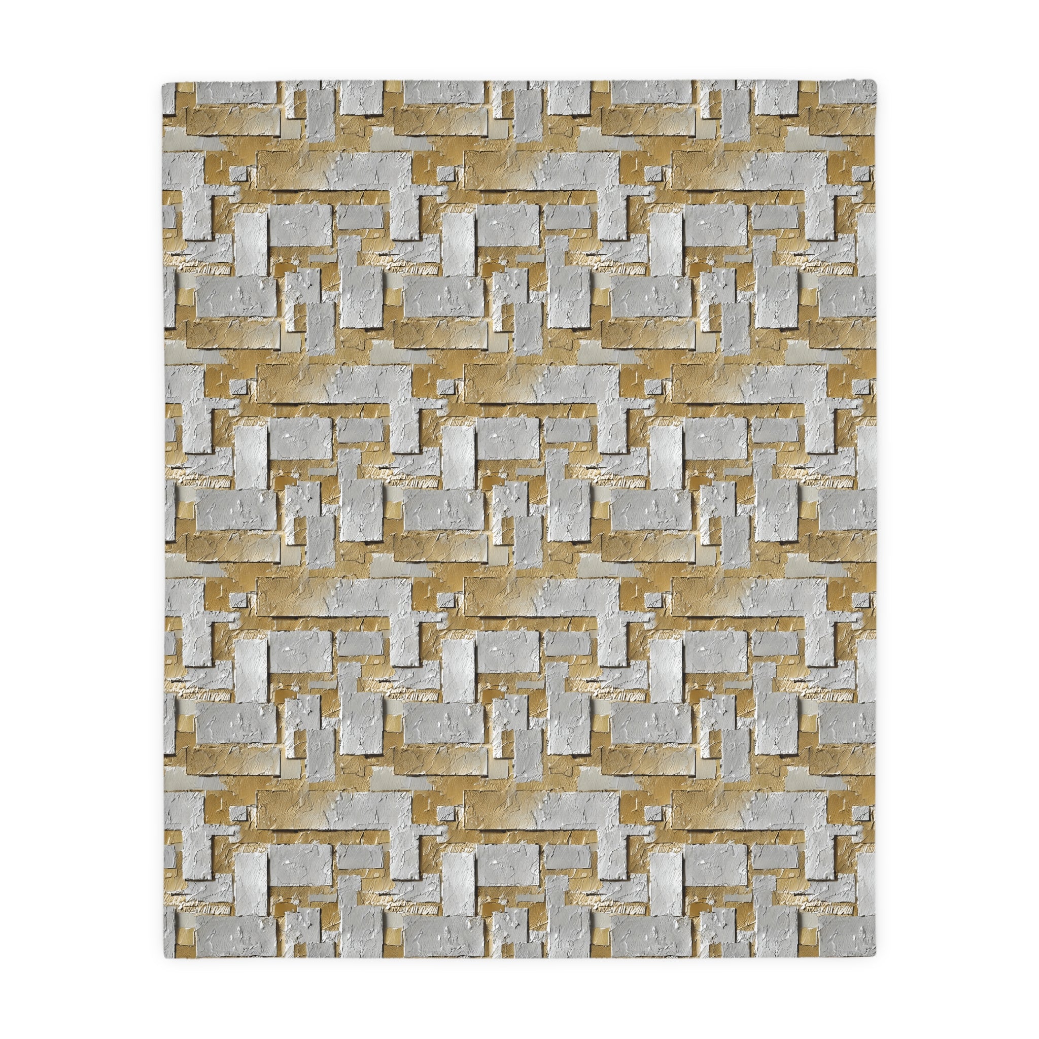 Silver and Gold Metallic Print Velveteen Microfiber Blanket (Two-sided print)