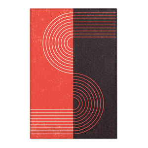 Red and Black Wave Abstract Rug