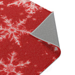 Load image into Gallery viewer, Red and White Snowflake Area Rug
