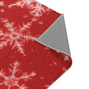 Red and White Snowflake Area Rug