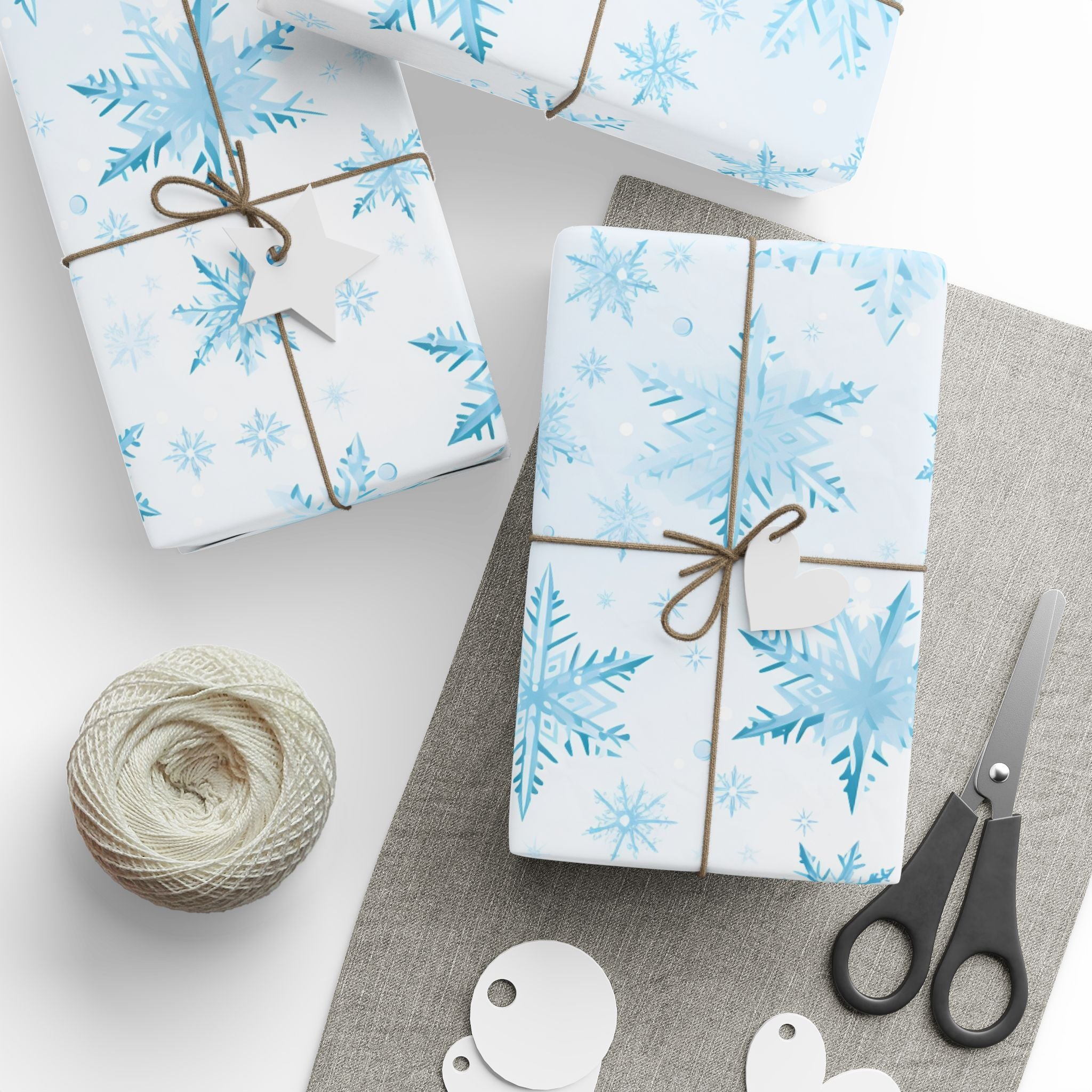 Blue and White Snowflake Wrapping Paper