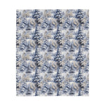 Load image into Gallery viewer, blue and gray winter theme plush fleece blanket
