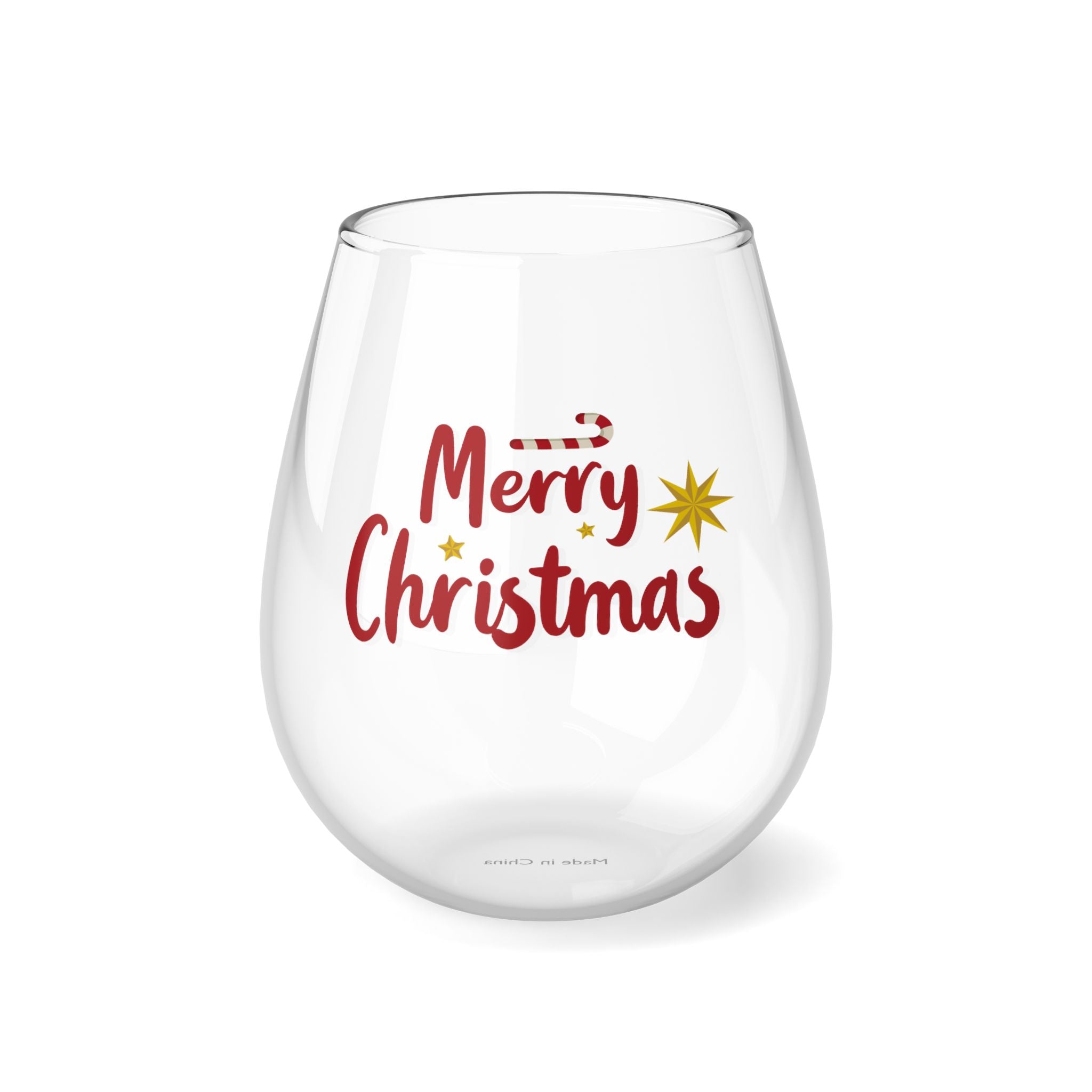 Merry Christmas Stemless Wine Glass, 11.75oz