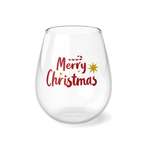 Merry Christmas Stemless Wine Glass, 11.75oz