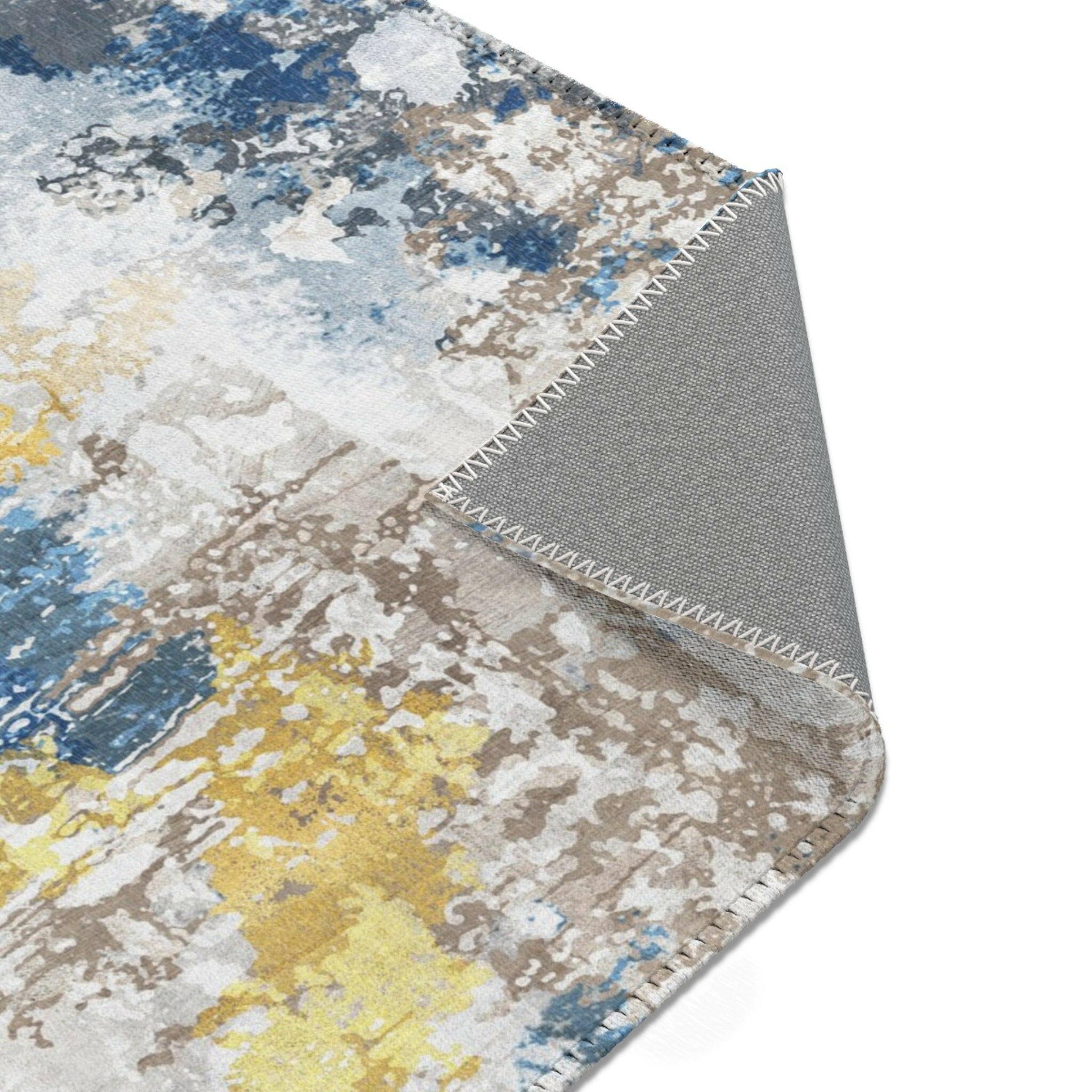 Silver and Blue  Area Rug