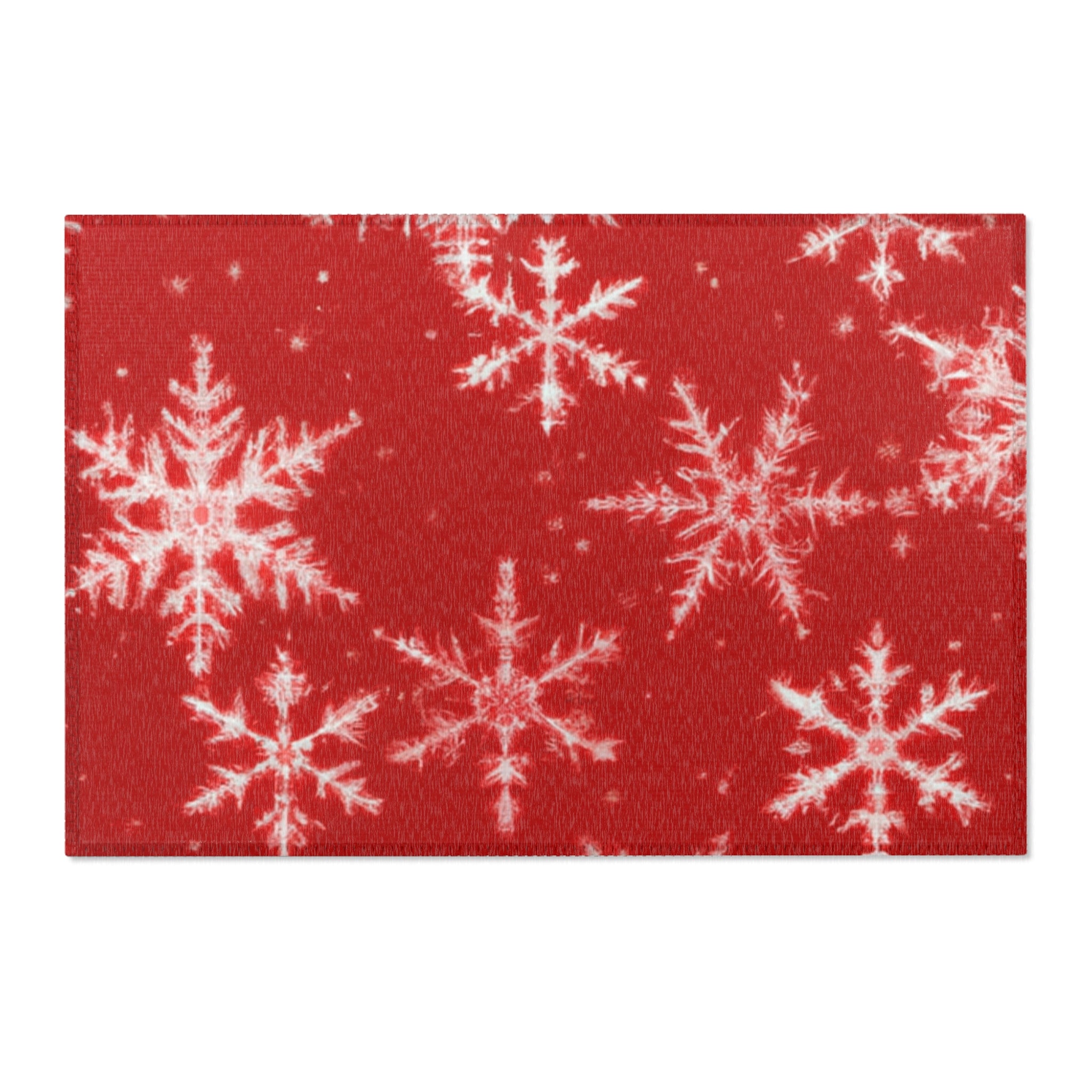 Red and White Snowflake Area Rug