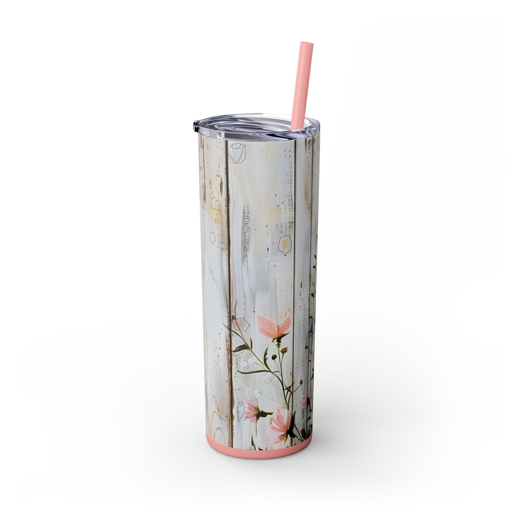 Butterfly Skinny Tumbler with Straw, 20oz