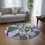 Load image into Gallery viewer, Purple Geometric Design Round Rug
