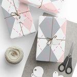 Load image into Gallery viewer, Pink and Gray Argyle Pattern Wrapping Paper
