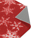 Load image into Gallery viewer, Red and White Snowflake Area Rug
