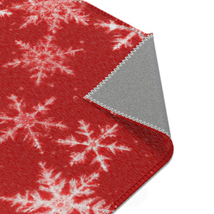 Red and White Snowflake Area Rug