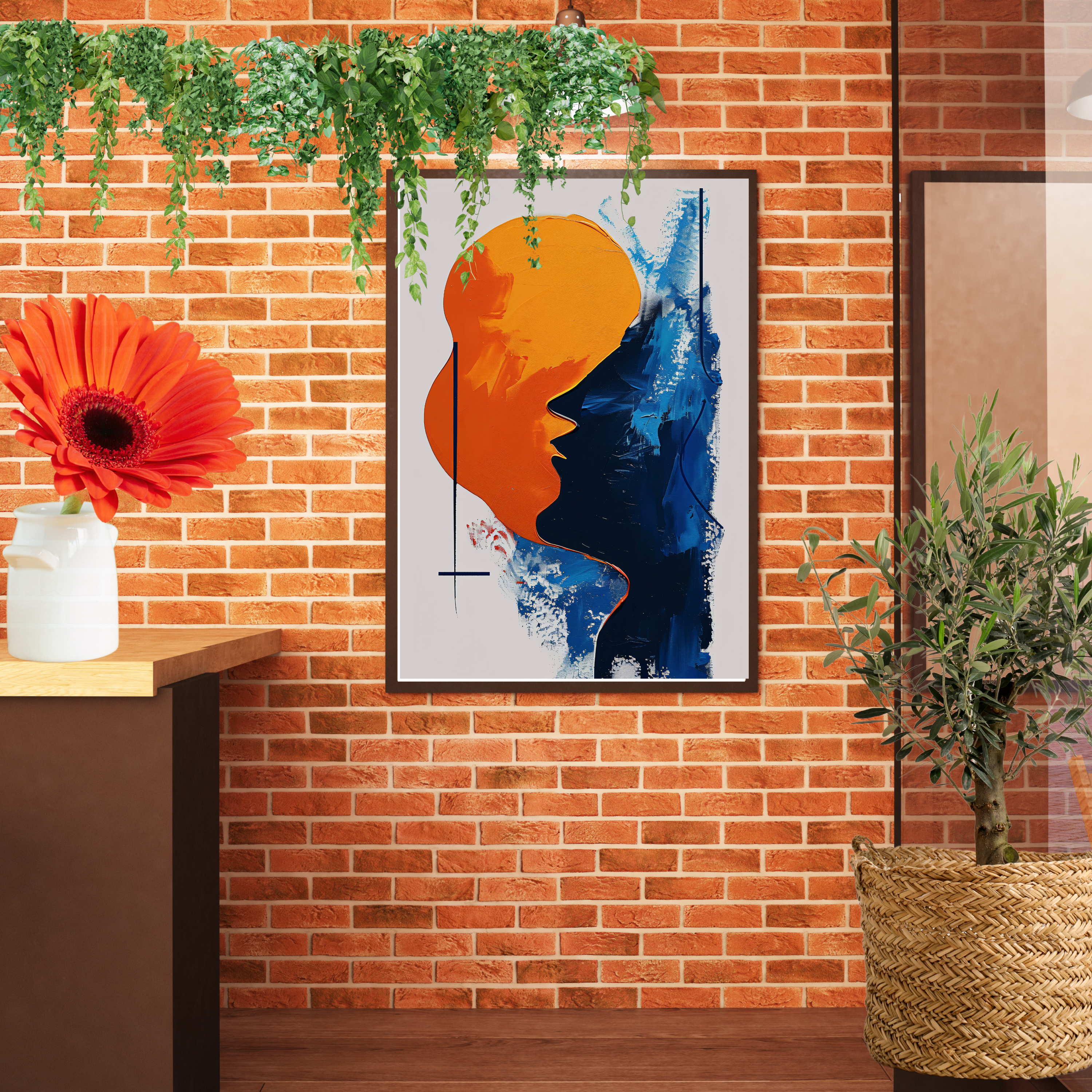 Orange and Blue Acrylic Print Design